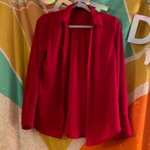 XS fire engine red Worthington long sleeve button down
